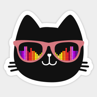 black cat music lover Sticker